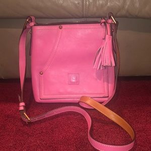 Bright pink leather crossbody